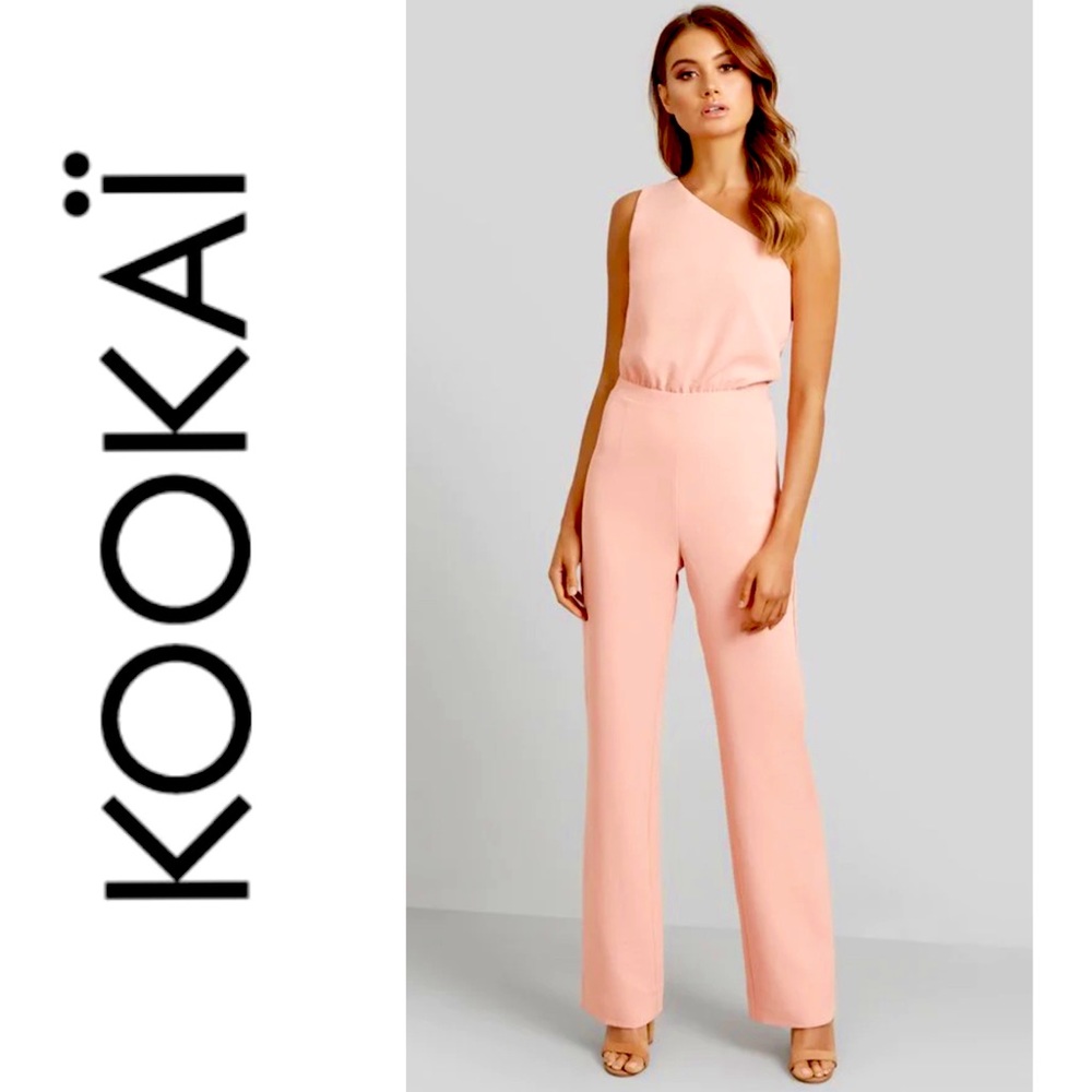 Kookai Aria one shoulder jumpsuit in peach